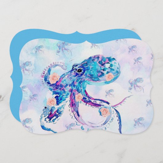 octopus pastel in droom feestdagenkaart (Voorkant / Achterkant)