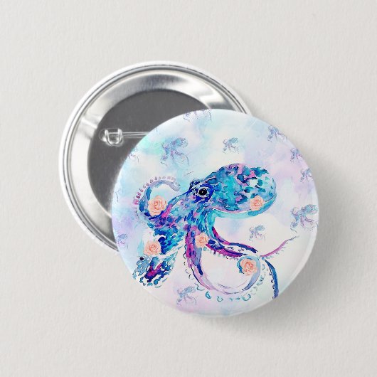octopus pastel in droom ronde button 5,7 cm (Voorkant /achterkant)