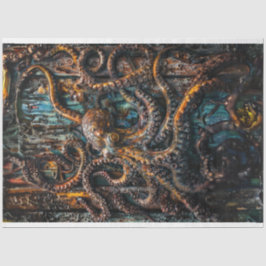 Octopus Patina Blue Rust Decoupage Tissuepapier