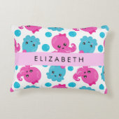 Octopus Patroon, Leuke Octopus, Zee, Jouw naam Accent Kussen (Achterkant)