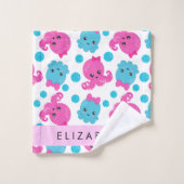 Octopus Patroon, Leuke Octopus, Zee, Jouw naam Bad Handdoek (Wasdoekje)