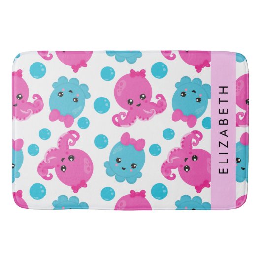 Octopus Patroon, Leuke Octopus, Zee, Jouw naam Badmat (Voorkant)