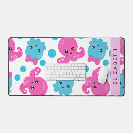 Octopus Patroon, Leuke Octopus, Zee, Jouw naam Bureaumat (Keyboard & Muis)