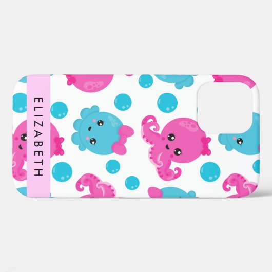Octopus Patroon, Leuke Octopus, Zee, Jouw naam Case-Mate iPhone Case (Achterkant (horizontaal))