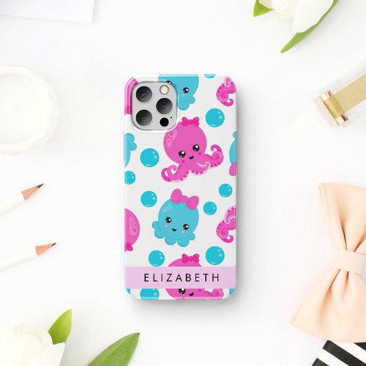 Octopus Patroon, Leuke Octopus, Zee, Jouw naam Case-Mate iPhone Case
