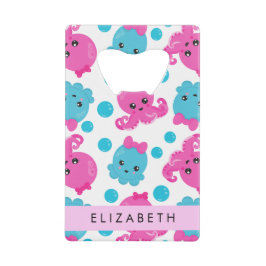 Octopus Patroon, Leuke Octopus, Zee, Jouw naam Creditkaart Flessenopener