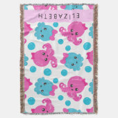 Octopus Patroon, Leuke Octopus, Zee, Jouw naam Deken (Voorkant Verticaal)