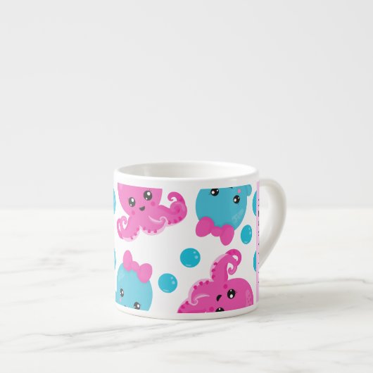 Octopus Patroon, Leuke Octopus, Zee, Jouw naam Espresso Kop (Voorkant rechts)