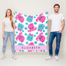 Octopus Patroon, Leuke Octopus, Zee, Jouw naam Fleece Deken