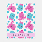 Octopus Patroon, Leuke Octopus, Zee, Jouw naam Fleece Deken (Voorkant)