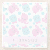 Octopus Patroon, Leuke Octopus, Zee, Jouw naam Glazen Onderzetter (Achterkant)