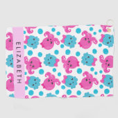 Octopus Patroon, Leuke Octopus, Zee, Jouw naam Golfhanddoek (Horizontaal)