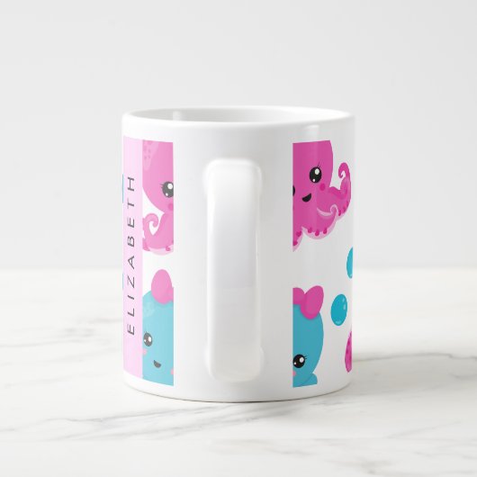 Octopus Patroon, Leuke Octopus, Zee, Jouw naam Grote Koffiekop (Achterkant)