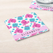 Octopus Patroon, Leuke Octopus, Zee, Jouw naam Kartonnen Onderzetters (Schuin)