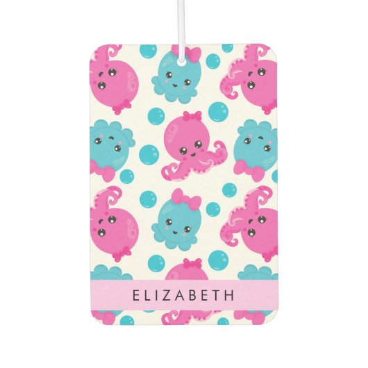 Octopus Patroon, Leuke Octopus, Zee, Jouw naam Luchtverfrisser (Voorkant)