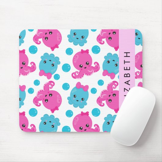 Octopus Patroon, Leuke Octopus, Zee, Jouw naam Muismat (Met muis)