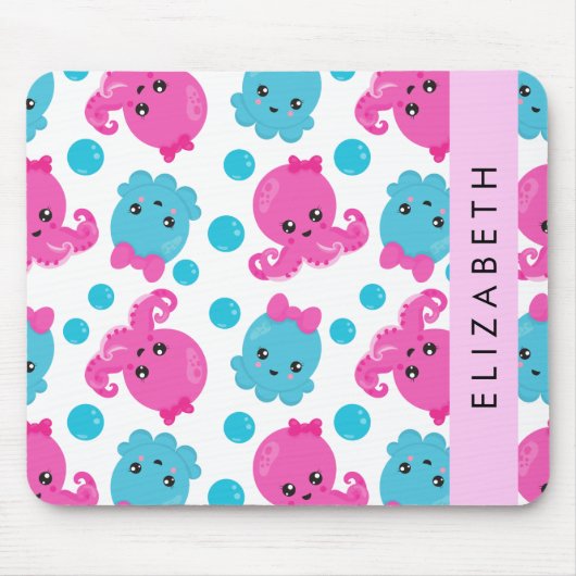 Octopus Patroon, Leuke Octopus, Zee, Jouw naam Muismat (Voorkant)