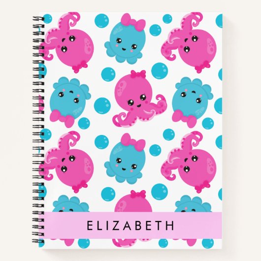 Octopus Patroon, Leuke Octopus, Zee, Jouw naam Notitieboek (Voorkant)