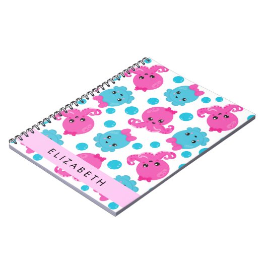 Octopus Patroon, Leuke Octopus, Zee, Jouw naam Notitieboek (Linkerzijde)