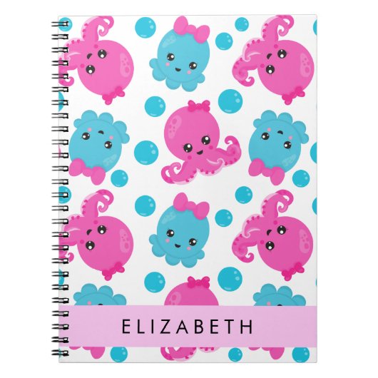 Octopus Patroon, Leuke Octopus, Zee, Jouw naam Notitieboek (Voorkant)