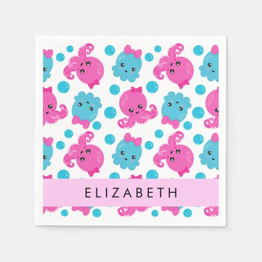 Octopus Patroon, Leuke Octopus, Zee, Jouw naam Servet (Voorkant)