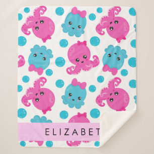 Octopus Patroon, Leuke Octopus, Zee, Jouw naam Sherpa Deken