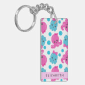 Octopus Patroon, Leuke Octopus, Zee, Jouw naam Sleutelhanger (Voorkant Links)