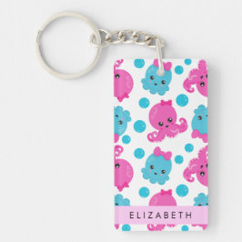 Octopus Patroon, Leuke Octopus, Zee, Jouw naam Sleutelhanger