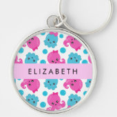 Octopus Patroon, Leuke Octopus, Zee, Jouw naam Sleutelhanger (Voorkant)