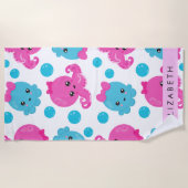 Octopus Patroon, Leuke Octopus, Zee, Jouw naam Strandlaken (Voorkant)