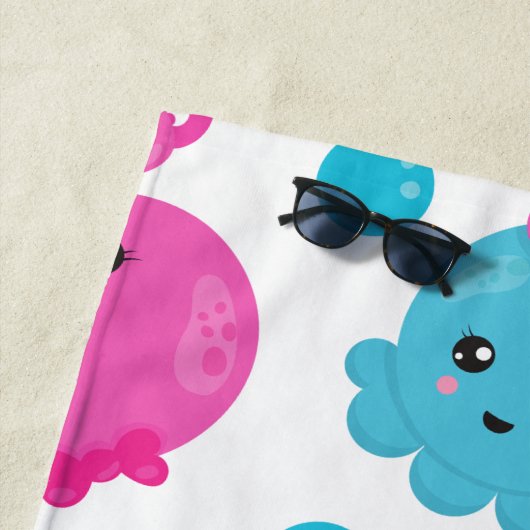 Octopus Patroon, Leuke Octopus, Zee, Jouw naam Strandlaken (In situ)