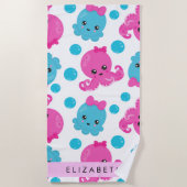 Octopus Patroon, Leuke Octopus, Zee, Jouw naam Strandlaken (Voorkant)