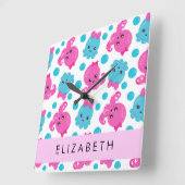 Octopus Patroon, Leuke Octopus, Zee, Jouw naam Vierkante Klok (Hoek)