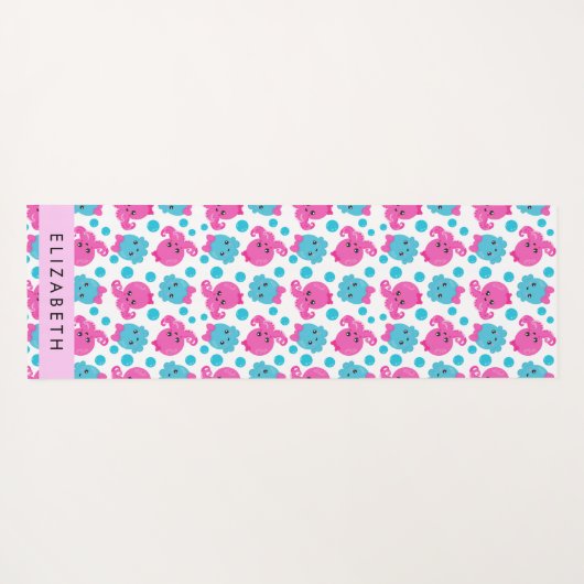 Octopus Patroon, Leuke Octopus, Zee, Jouw naam Yogamat (Achterkant (horizontaal))