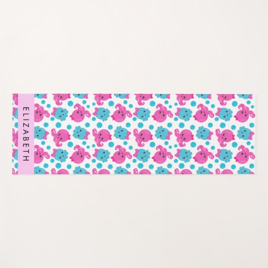 Octopus Patroon, Leuke Octopus, Zee, Jouw naam Yogamat (Voorkant (horizontaal))