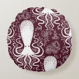  Octopus patroon. Rond Kussen