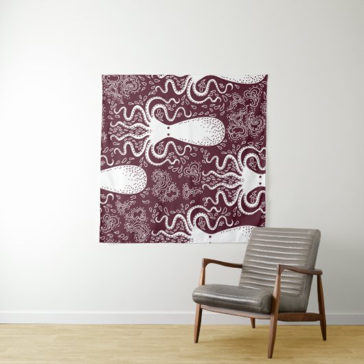 Octopus patroon. Wandkleed (In Situ (horizontaal))
