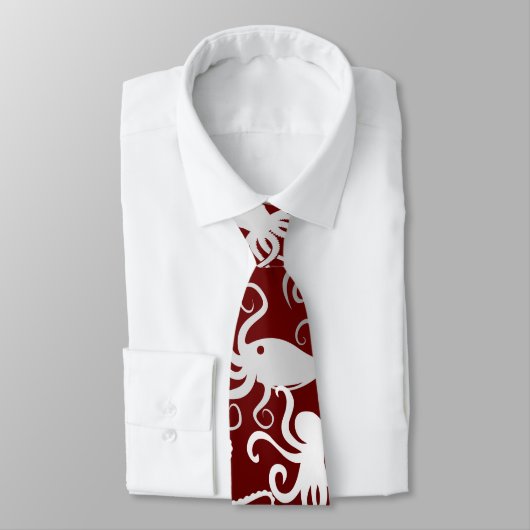 Octopus Pattern.b D Red BG Stropdas (Gebonden)
