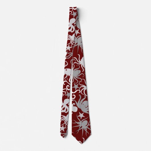 Octopus Pattern.b D Red BG Stropdas (Achterkant)