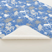 Octopus Pattern.b LBlue BG Sherpa Deken (3/4)