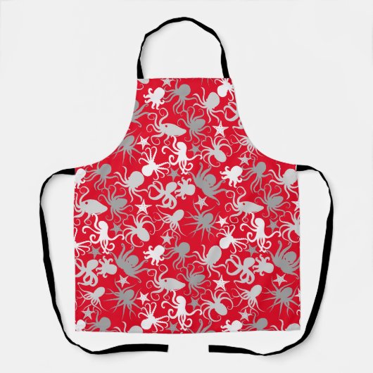 Octopus Pattern.b Red BG Schort (Voorkant)