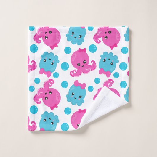 Octopus Pattern, Cute Octopus, Zee Animals Bad Handdoek (Wasdoekje)