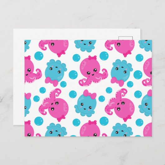 Octopus Pattern, Cute Octopus, Zee Animals Briefkaart (Voorkant / Achterkant)