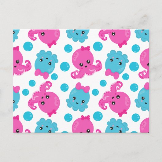 Octopus Pattern, Cute Octopus, Zee Animals Briefkaart (Voorkant)