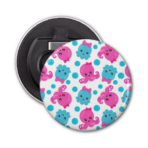 Octopus Pattern, Cute Octopus, Zee Animals Button Flesopener