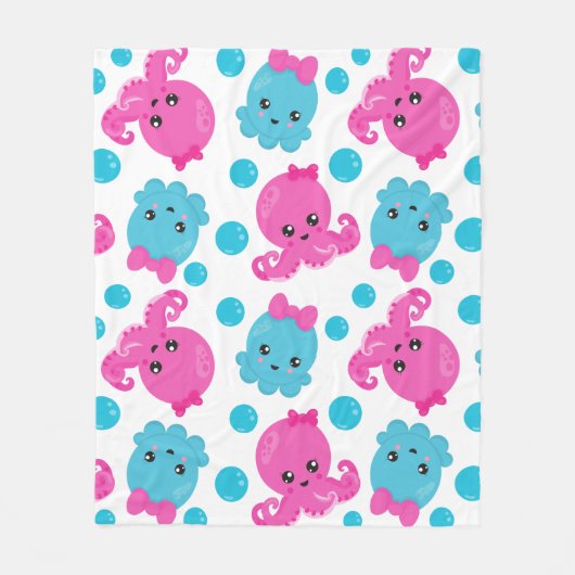 Octopus Pattern, Cute Octopus, Zee Animals Fleece Deken (Voorkant)