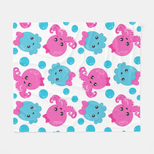 Octopus Pattern, Cute Octopus, Zee Animals Fleece Deken (Voorkant (Horizontaal))