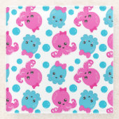 Octopus Pattern, Cute Octopus, Zee Animals Glazen Onderzetter (Voorkant)