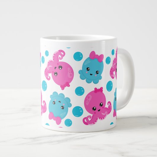 Octopus Pattern, Cute Octopus, Zee Animals Grote Koffiekop (Voorkant rechts)