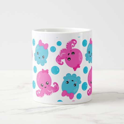 Octopus Pattern, Cute Octopus, Zee Animals Grote Koffiekop (Voorkant)